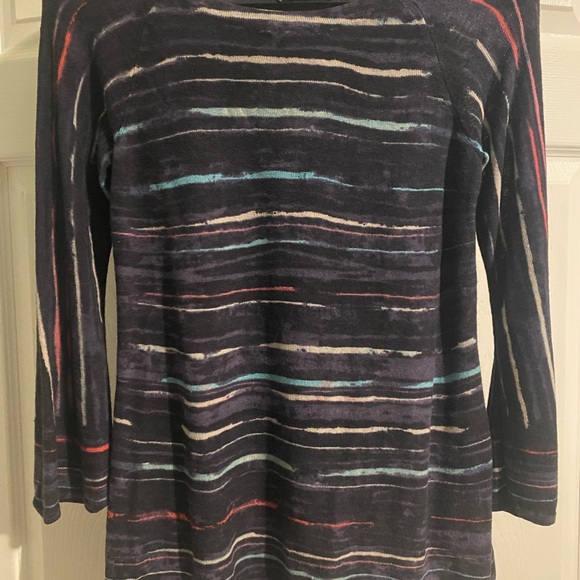 NIC+ZOE Women's Long Sleeve 3/4 Striped Top - Black and Multicolor Size S - Picture 4 of 9